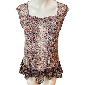 Allen Schwartz Luxury Denim Floral Ditsy Blouse Size XS